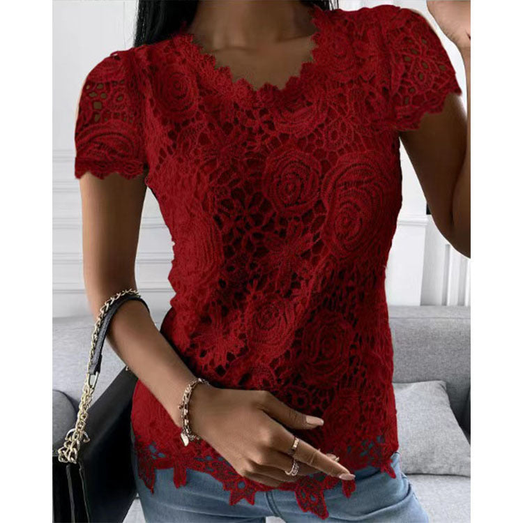 CM | Camiseta jersey manga corta encaje