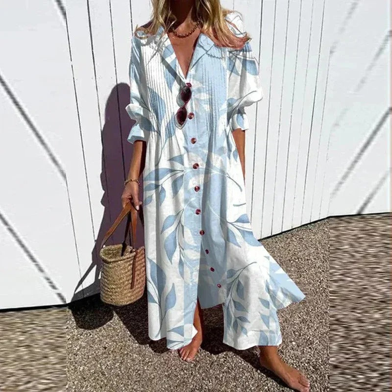 CM | maxi vestido de manga 3/4 con escote en V