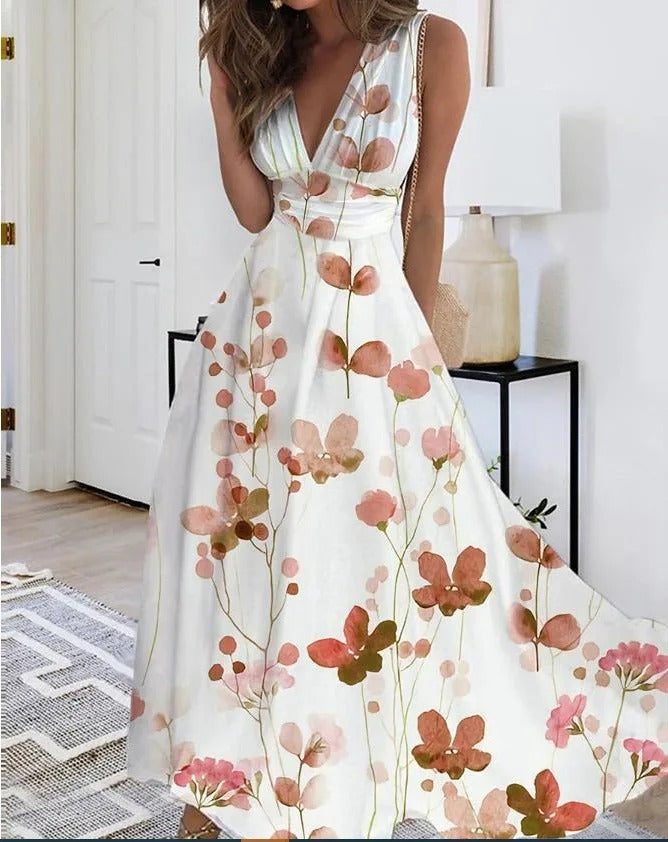 CM | maxi vestido sin mangas y escote en V