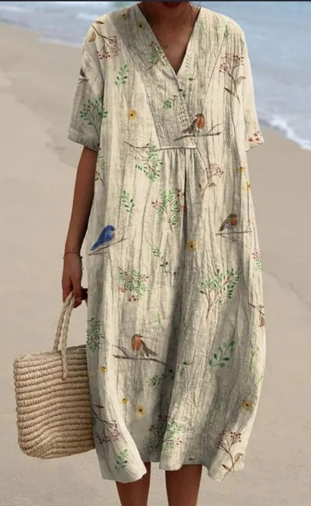 CM | Vestido midi con estampado floral bohemio