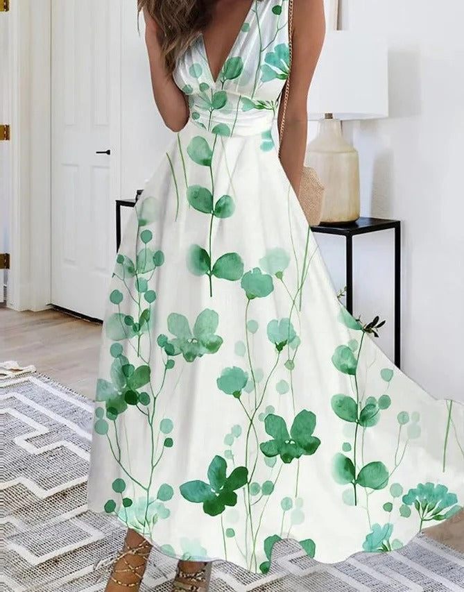 CM | maxi vestido sin mangas y escote en V