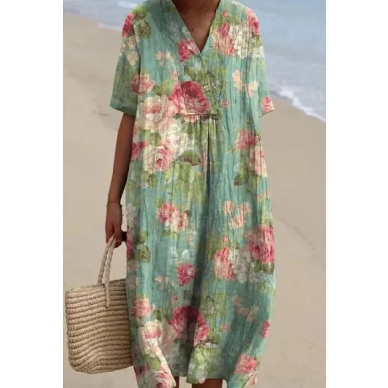 CM | Vestido midi con estampado floral bohemio