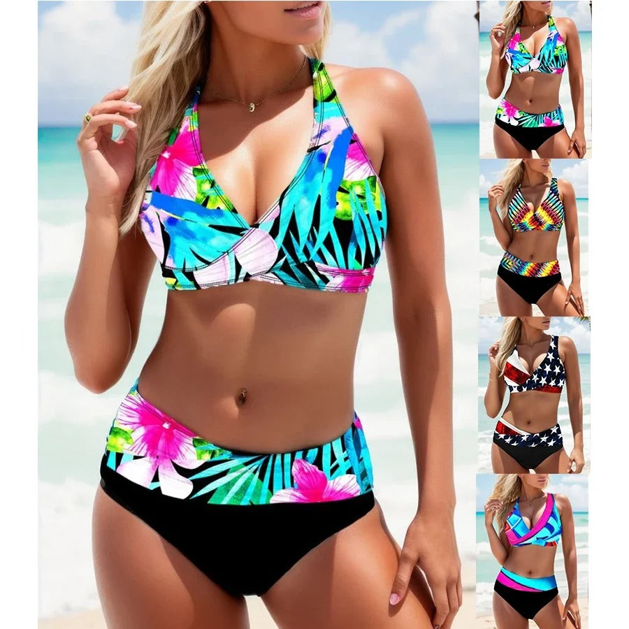 CM | Bikini multicolor con tirantes laterales