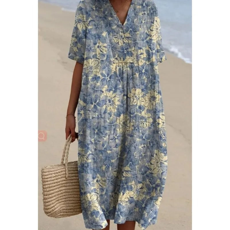 CM | Vestido midi con estampado floral bohemio