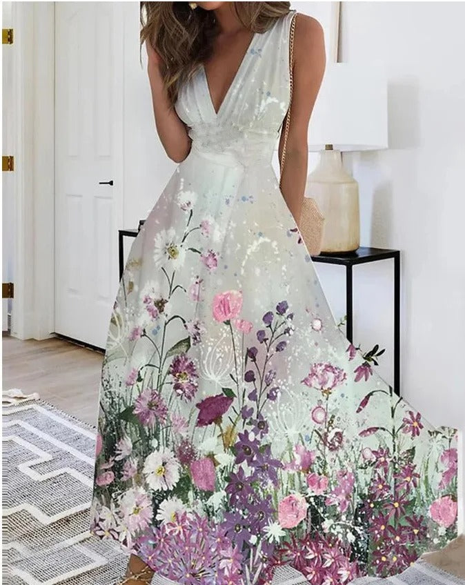 CM | maxi vestido sin mangas y escote en V