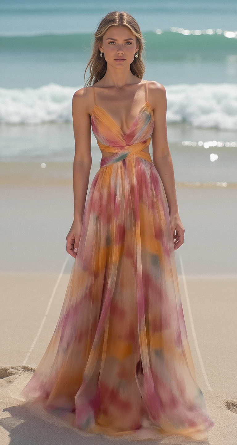 CM | Donita- Elegante vestido largo con lazada y estampado