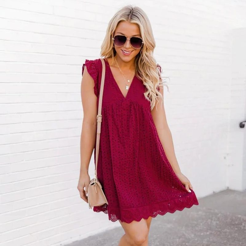 CM | Vestido corto casual de verano con mangas efecto mariposa