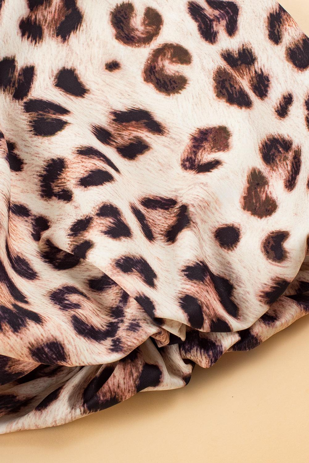 CM | Maxi vestido con estampado de leopardo y mangas abullonadas para mujer