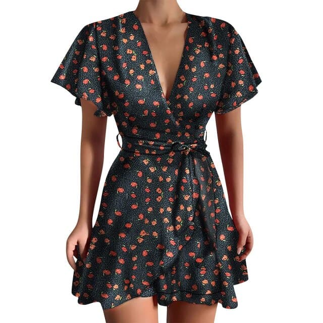 CM | Mini vestido corto vintage con mangas mariposa