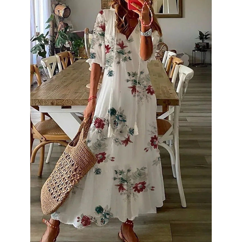 CM | Elegante maxi vestido suelto de algodón y lino 1 + 1 GRATIS