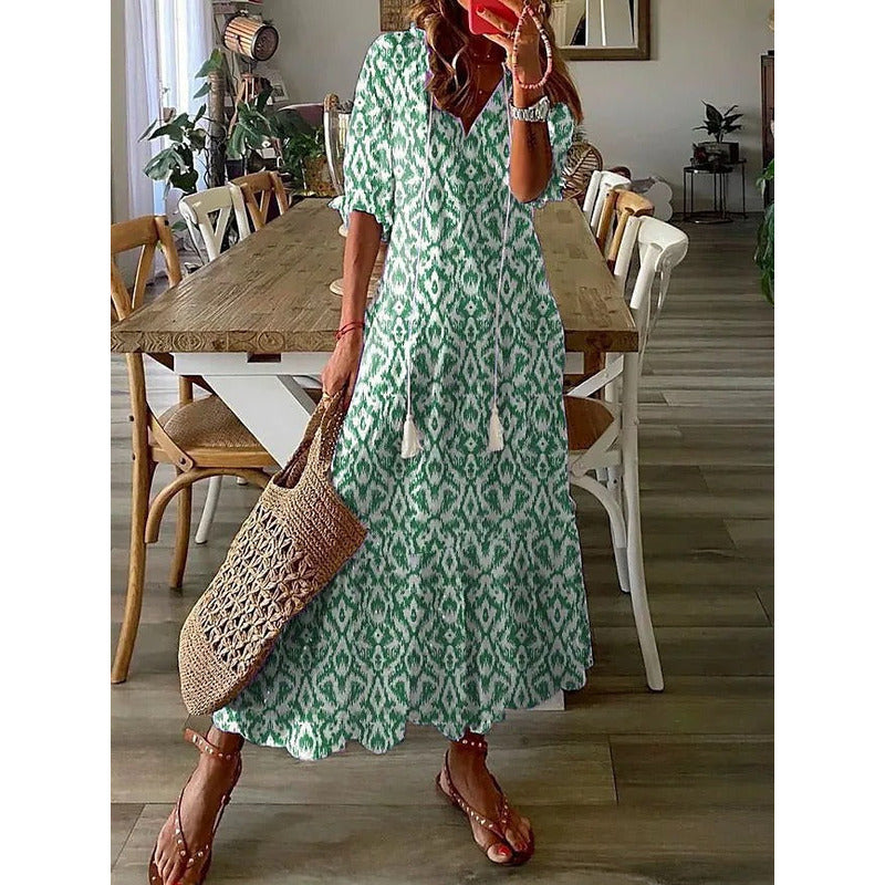CM | Elegante maxi vestido suelto de algodón y lino 1 + 1 GRATIS