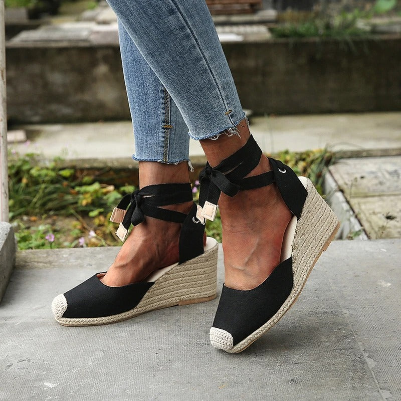 CM | - Sandalias de plataforma con tiras de lazo