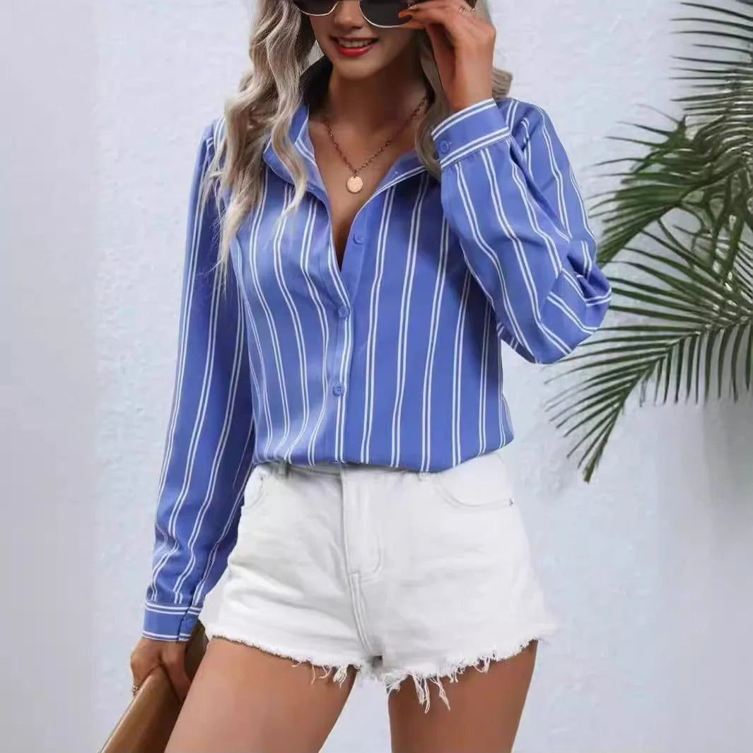CM | Blusa abotonada vintage y a rayas