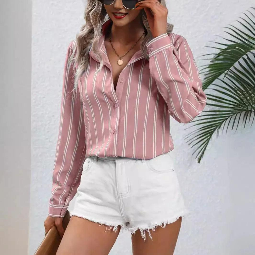 CM | Blusa abotonada vintage y a rayas