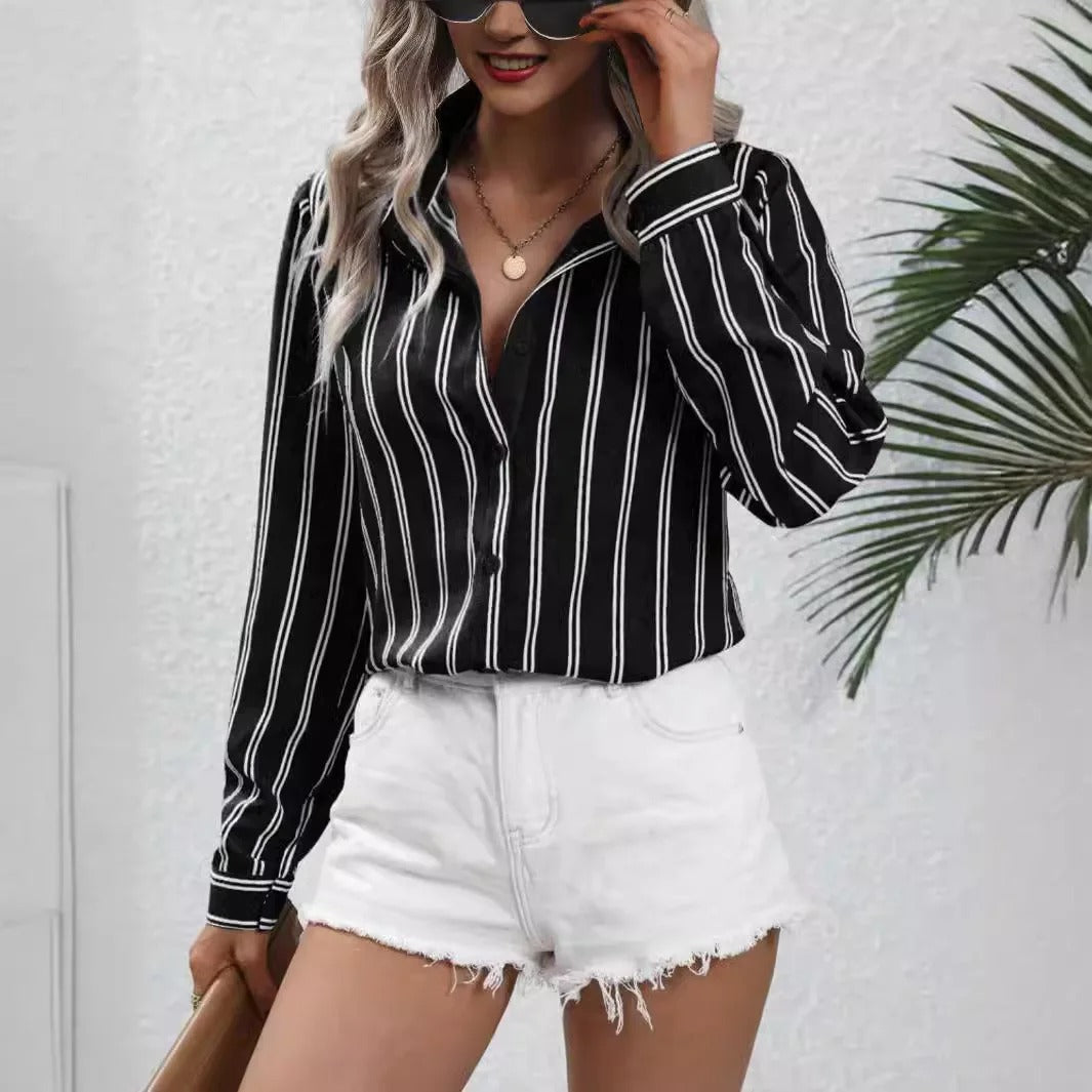 CM | Blusa abotonada vintage y a rayas