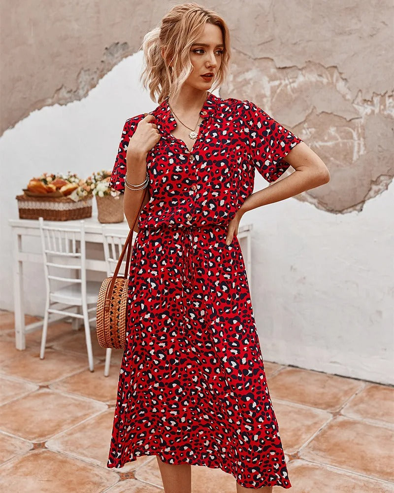 CM | vestido midi holgado para mujer con cinturón