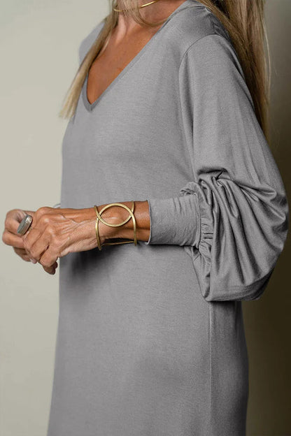 CM | Ladies Vestido maxi casual con escote en V