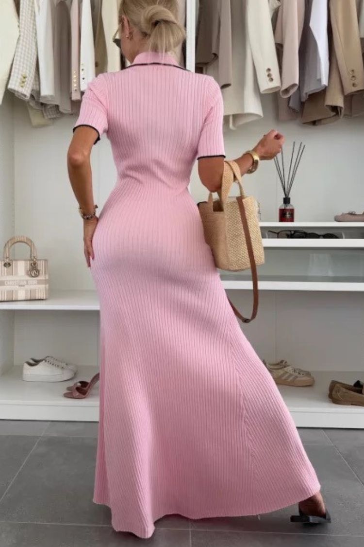 CM | Color Sólido Sin Espalda Off-Shoulder Fruncido Delgado Maxi Vestido