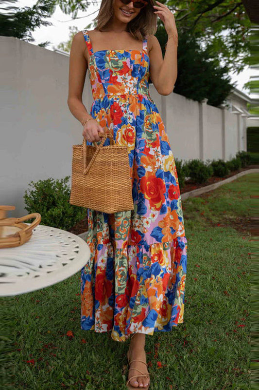 CM | Style Lover Escote cuadrado Tirantes ajustables Maxivestido floral