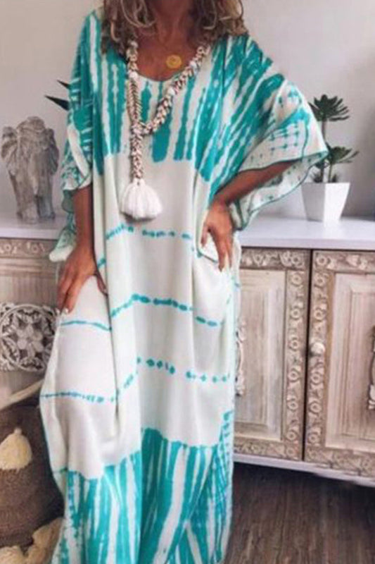 CM | maxi vestido estampado suelto con escote redondo