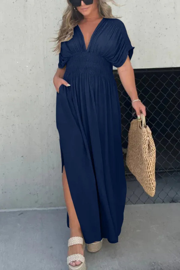CM | MAXI VESTIDO LARGO CON ESCOTE EN V SIN ESFUERZO (COMPRA 2 ENVÍO GRATIS)