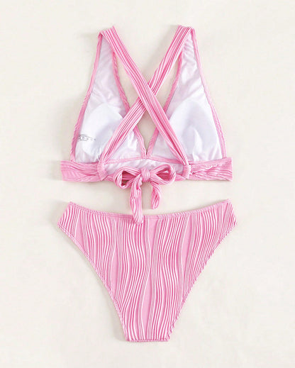 CM | Bikini sexy monocolor con escote profundo en V