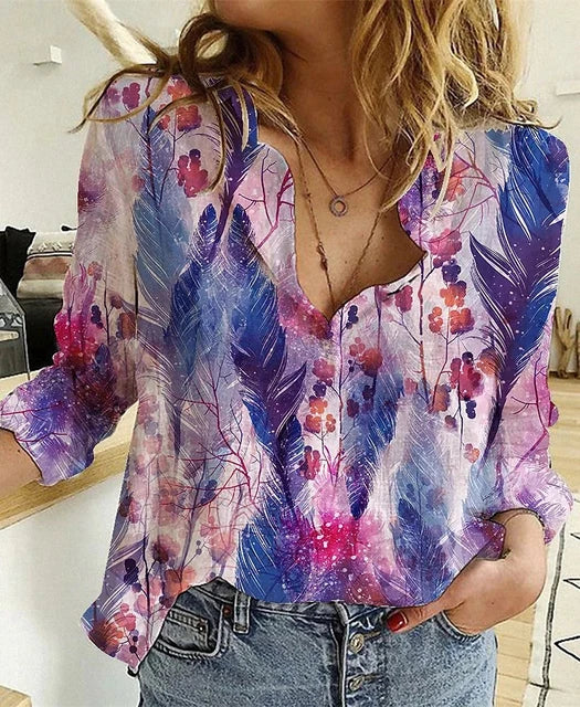 CM | Blusa casual estampada de manga larga