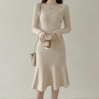 CM | elegante vestido midi de canalé para mujer