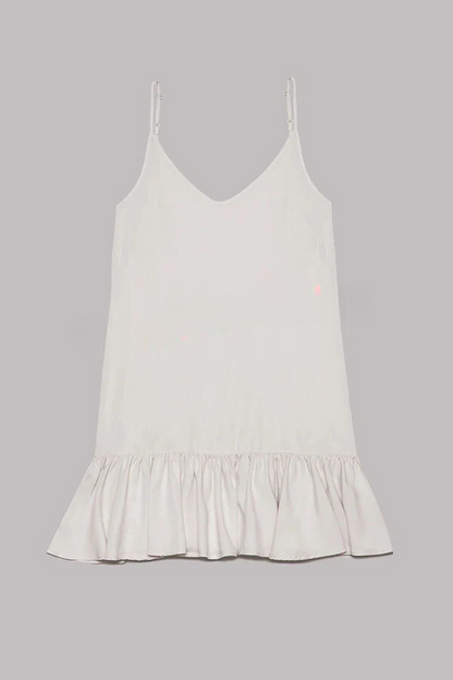 CM | mini vestido de línea A en mezcla de algodón y lino