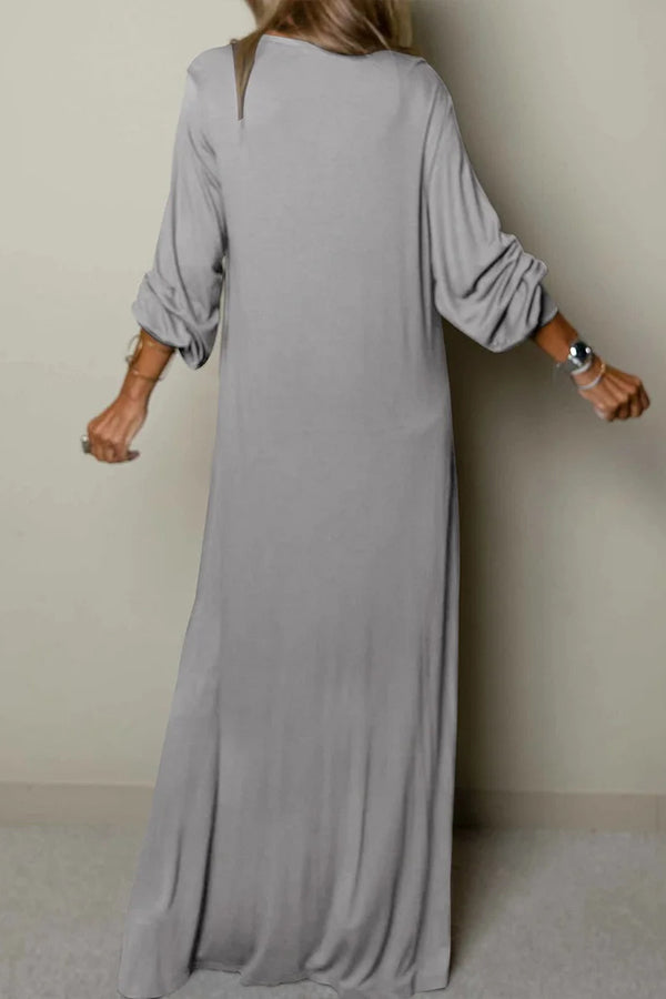 CM | Ladies Vestido maxi casual con escote en V