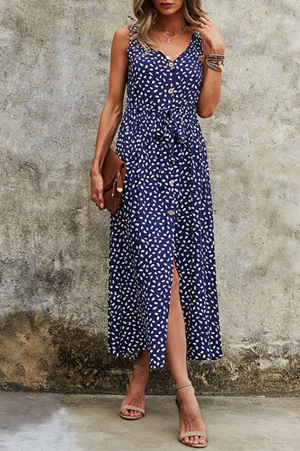 CM | Maxi Vestido de lunares con tirantes