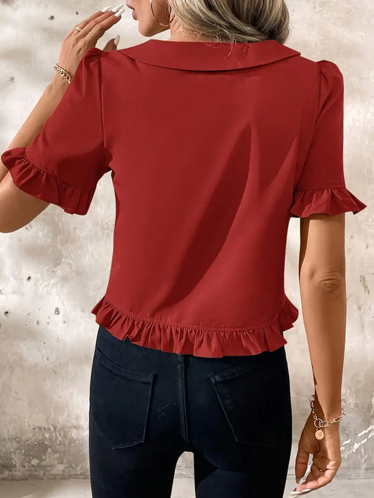 CM | Blusa casual con cuello en V para mujer