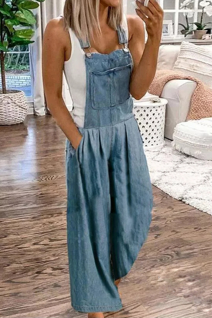 CM | Casual Sólido Bolso Plisado Sin Tirantes Monos (3 Colores)