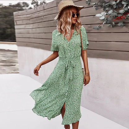 CM | vestido midi de mujer chic con botones