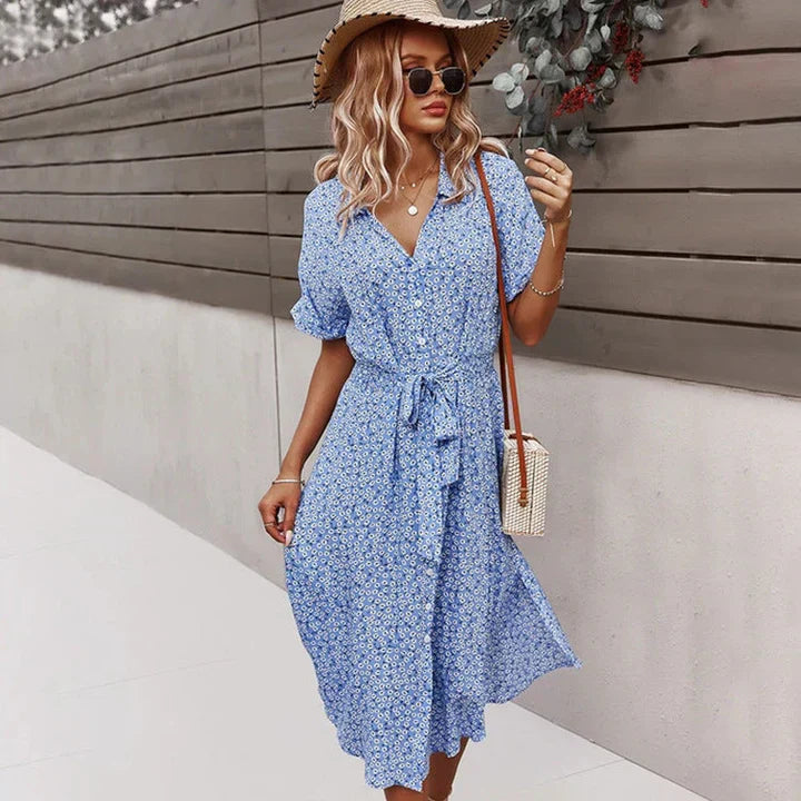 CM | vestido midi de mujer chic con botones