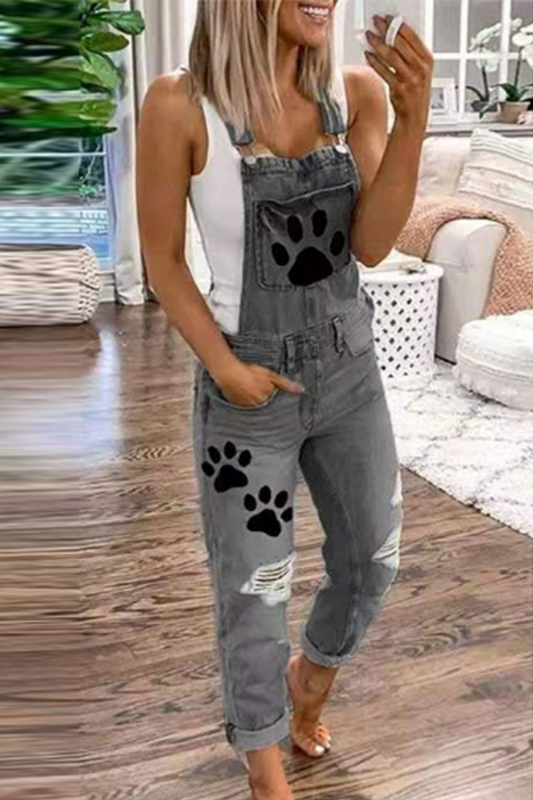CM | Casual Print Patchwork Cuello Cuadrado Harlan Jumpsuits
