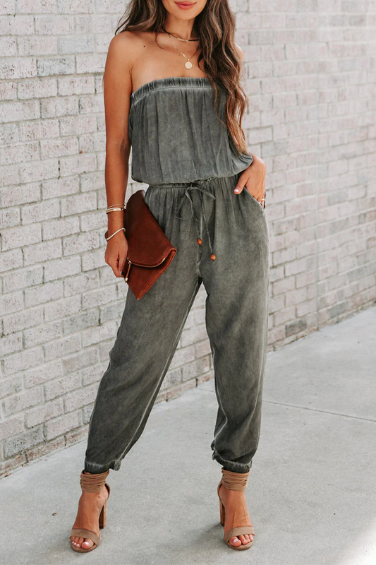 CM | Casual Solid Patchwork One Shoulder Harlan Jumpsuits