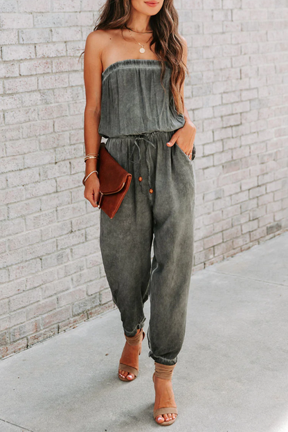 CM | Casual Solid Patchwork One Shoulder Harlan Jumpsuits
