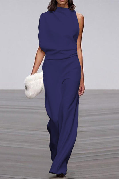 CM | Casual Solid Patchwork Half Turtleneck Boot Cut Jumpsuits (12 Colores)
