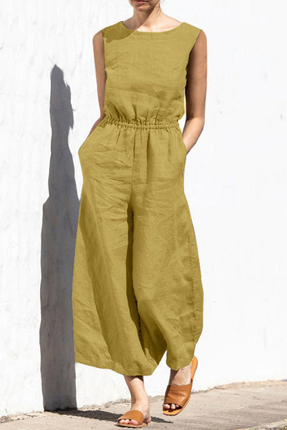 CM | Casual Simplicidad Color Sólido Cuello O Monos Sueltos (4 Colores)