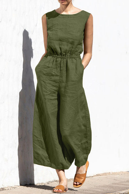 CM | Casual Simplicidad Color Sólido Cuello O Monos Sueltos (4 Colores)