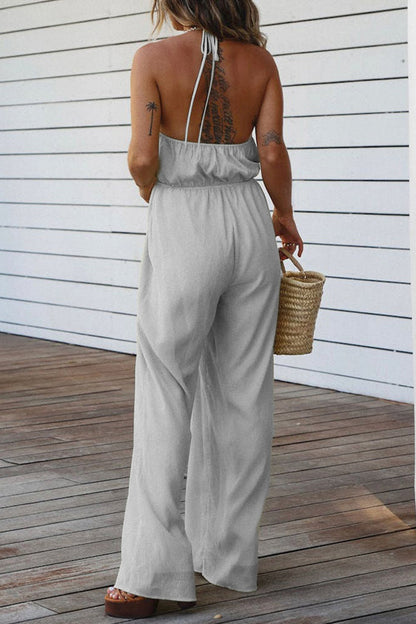 CM | Casual Solid Backless V Neck Regular Jumpsuits(3 Colours)