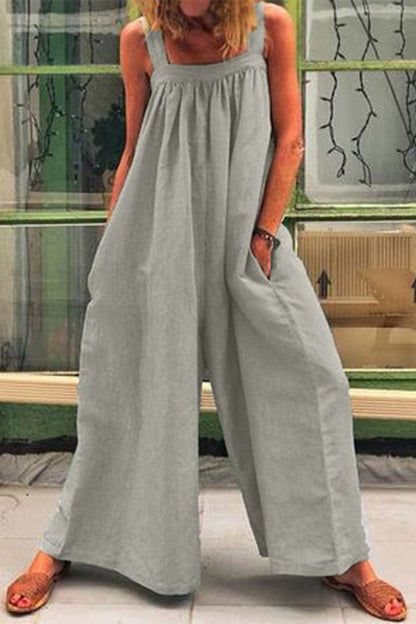 CM | Casual Daily Solid Square Collar Loose Jumpsuits (5 Colores)