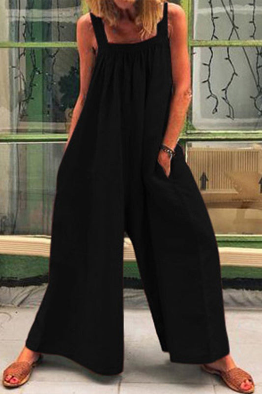 CM | Casual Daily Solid Square Collar Loose Jumpsuits (5 Colores)