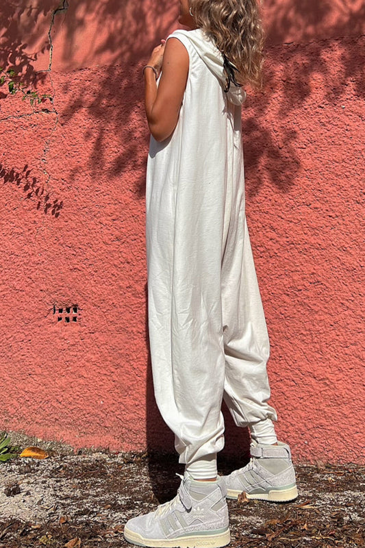 CM | Casual Sportswear Solid Pocket Hooded Collar Loose Jumpsuits (3 Colores)