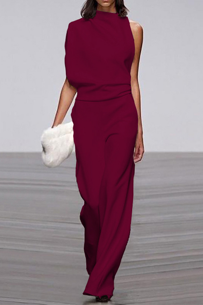 CM | Casual Solid Patchwork Half Turtleneck Boot Cut Jumpsuits (12 Colores)