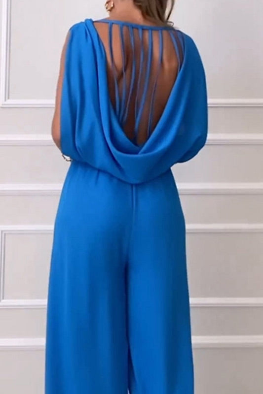 CM | Casual Solid Backless O Neck Regular Jumpsuits