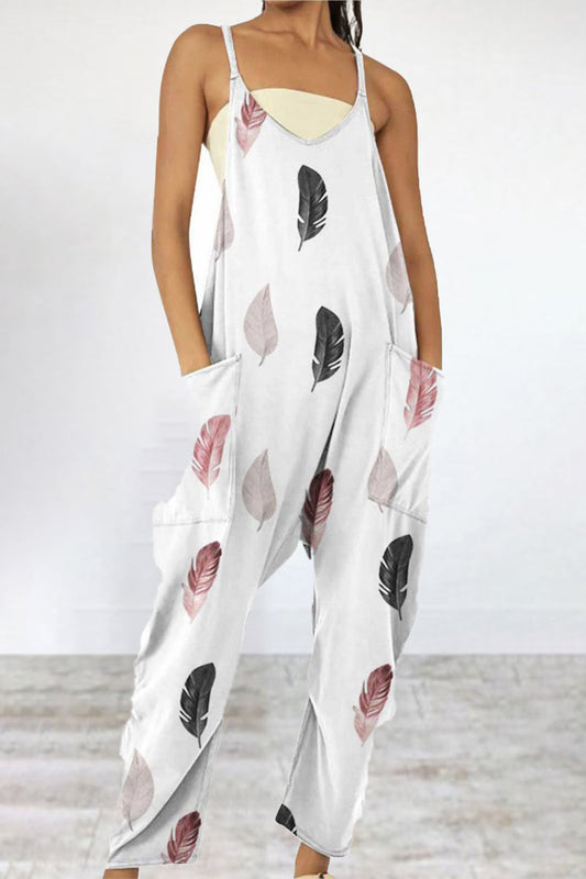 CM | Casual Print Patchwork Bag V Neck Loose Jumpsuits (6 Colores)