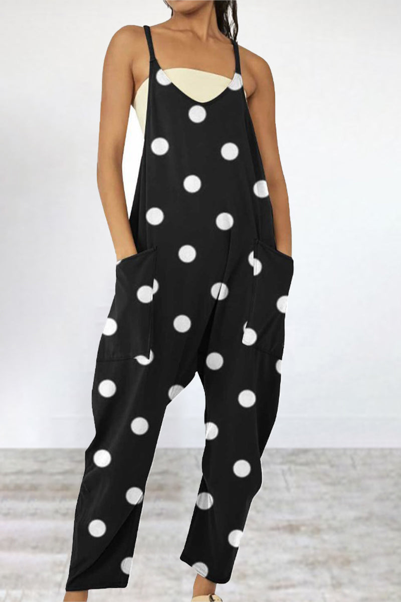CM | Casual Print Patchwork Bag V Neck Loose Jumpsuits (6 Colores)