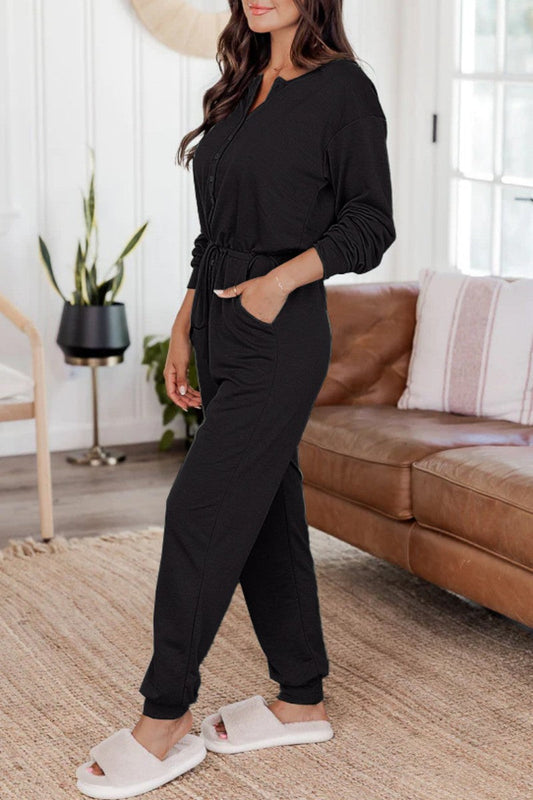 CM | Casual Solid Patchwork V Neck Regular Jumpsuits